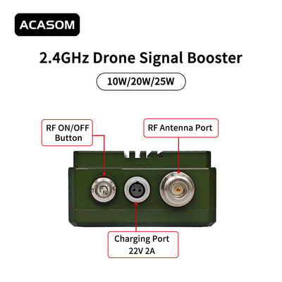 Komersial 40dBm 10W Drone 2.4 GHz Signal Booster untuk jangkauan yang diperpanjang
